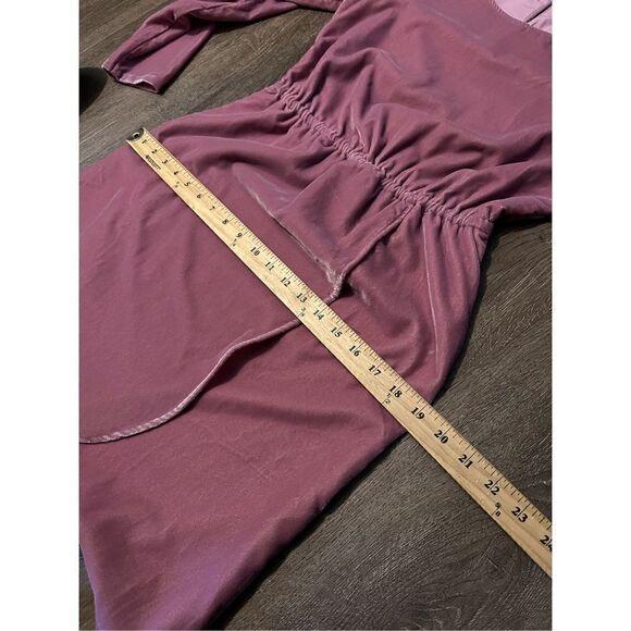 J Crew Pink Velvet Dress Size 00 Tulip Faux Wrap Front Elastic Waist Stretch - Picture 9 of 10